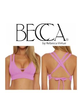 Becca by Rebecca Virtue Pink Crossback Bikini Top Size Large